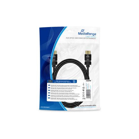 MediaRange MRCS197 HDMI Câble de Connexion 2m Gaine Textile 18GB Noir