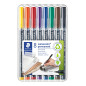 Staedtler Lumocolor Permanent 313, Feutres permanents pour toutes les surfaces, Sans xylène ni toluène, Set de 8 couleurs lumine Staedtler Lumocolor Permanent 313, Feutres permanents pour toutes les surfaces, Sans xylène ni toluène, Set de 8 couleurs lumine