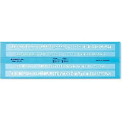 Staedtler Mars 572 S - Trace-Lettres Plastique Bleu Transparent Hauteur De Lettre 3, 5 Mm Et 5 Mm