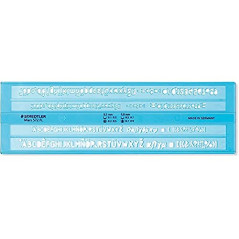 Staedtler Mars 572 S - Trace-Lettres Plastique Bleu Transparent Hauteur De Lettre 3, 5 Mm Et 5 Mm