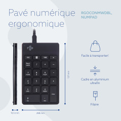 R-Go Break, Clavier numérique, USB Numpad Externe, Pavé numérique Clavier supplémentaire, avec Logiciel de Pause Anti-RSI, Filai