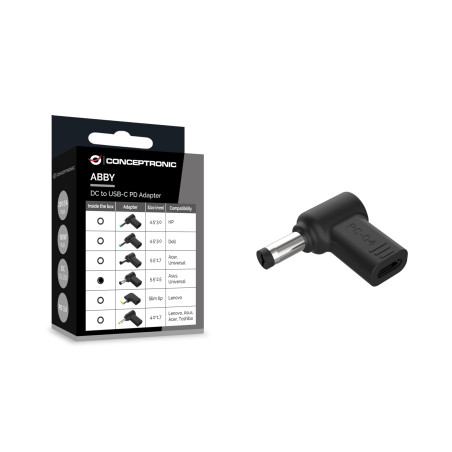 Conceptronic ABBY15PC04 Adaptateur DC vers USB-C Compatible avec ASUS/Universal 5,5 x 2,5 mm 18-20 V