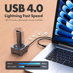 GRAUGEAR Station d'accueil SSD M.2 NVMe 40 Gbit/s, Base d'accueil Externe USB 4 avec Ventilateur de Refroidissement, Prise en Ch