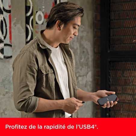 SANDISK Extreme PRO disque SSD Externe avec USB4, 2 To (jusqu’à 3800 Mo/s en lecture et jusqu’à 3700 Mo/s en écriture, USB-C, US