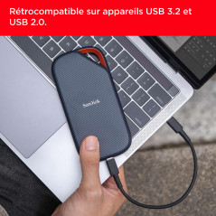 SANDISK Extreme PRO disque SSD Externe avec USB4, 2 To (jusqu’à 3800 Mo/s en lecture et jusqu’à 3700 Mo/s en écriture, USB-C, US