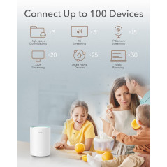 Cudy M1300 1-Pack AC1200 Système WiFi Gigabit Whole Mesh Double Bande Extension Antennes À Gain Élevé VPN Cloudflare, Applicatio