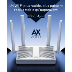 Cudy WR3000E AX3000 Routeur Gigabit Wi-Fi 6 maillé double bande, MU-MIMO, OFDMA, WireGuard, OpenVPN, WPA3, Cudy Mesh et APP pris