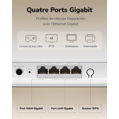 Cudy Routeur double bande BE3600 Wi-Fi 7 WR3600E 4 ports Gigabit, Quad Core 2,0 GHz, 4 antennes VPN Clients & Serveur, Cudy App,