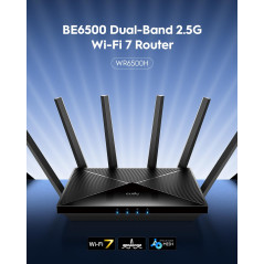 Cudy BE6500 WiFi 7 Dual-Band Router, WAN Porta 2,5G, Client e Server VPN, Controllo Cudy App, CPU Broadcom Quad-Core 2 GHz, WR65