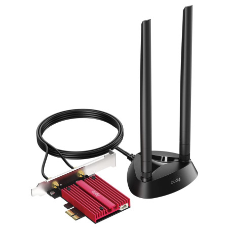 Cudy WiFi 7 WE9300S Carte WiFi PCIe pour PC, Tri-Bande 6 GHz, Intel BE200, Bluetooth 5.4, Antennes Haut Gain, Facile à Installer