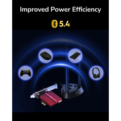 Cudy WiFi 7 WE9300S Carte WiFi PCIe pour PC, Tri-Bande 6 GHz, Intel BE200, Bluetooth 5.4, Antennes Haut Gain, Facile à Installer