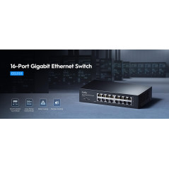Cudy GS1016 Switch 16 Ports Gigabit,Bureau/Rackable, Boîtier Métal, Energy Efficient, Fanless, Plug and Play