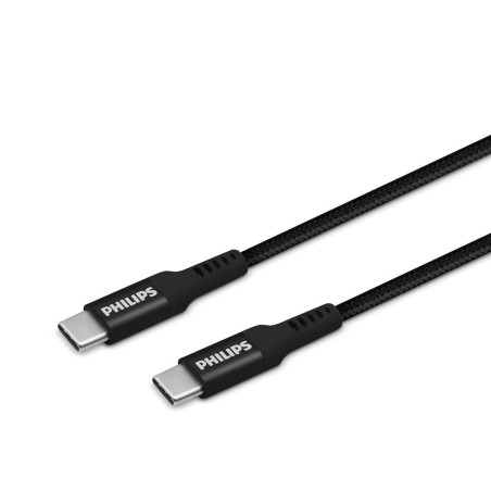 Philips DLC5206C/00 - USB-C vers USB-C - 200 cm et tressé - pour chargeurs de Type C - Noir