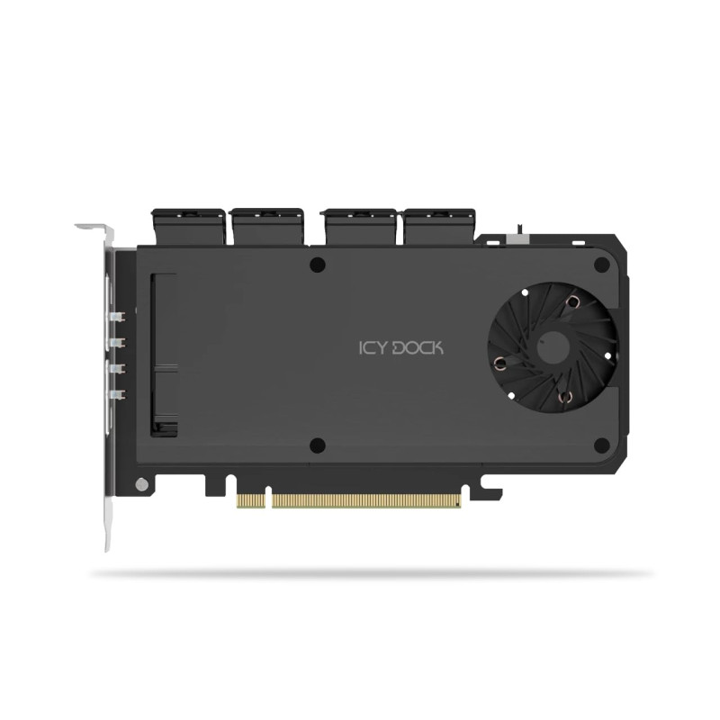 Icy Dock Carte Adaptateur de Rack Mobile pour 4 x SSD M.2 NVMe vers PCI Expresse 4,0 x16 pour Port d'extension PCIe (Bifurcation Icy Dock Carte Adaptateur de Rack Mobile pour 4 x SSD M.2 NVMe vers PCI Expresse 4,0 x16 pour Port d'extension PCIe (Bifurcation