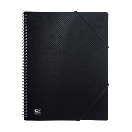 Oxford carnet à spirale A4, avec 40 pochettes, plastique, noir, 1 pièce