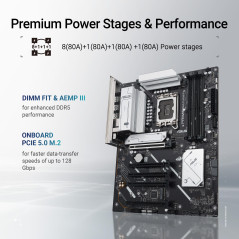 ASUS Prime B860-PLUS WiFi, Carte mère Intel ATX, 8+1+1+1 80A étapes d'alimentation DrMOS, DDR5, PCIe 5.0, 2 emplacements M.2, Re