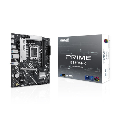ASUS Prime B860M-K, Carte mère Intel mATX, 6 + 1 + 1 étapes d'alimentation DrMOS, DDR5, PCIe 4.0, 2 emplacements M.2, Realtek 2,