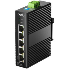 Cudy Switch Industriel 5 Ports Gigabit, Rail DIN IP40, Protection Contre l'inversion de polarité et Contre Les Courts-Circuits, 