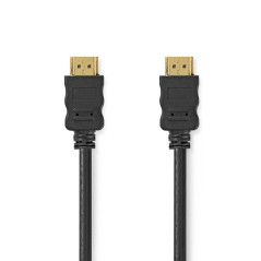 NEDIS Câble HDMI haute vitesse avec Ethernet - Connecteur HDMI - 4K @ 60Hz - ARC - 18 Gbps - 15 m - Rond - PVC - Noir - Étiquett