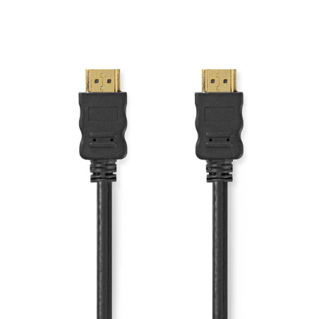 NEDIS Câble HDMI haute vitesse avec Ethernet - Connecteur HDMI - 4K @ 60Hz - ARC - 18 Gbps - 15 m - Rond - PVC - Noir - Étiquett
