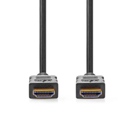 NEDIS Câble HDMI haute vitesse avec Ethernet - Connecteur HDMI - 4K @ 60Hz - ARC - 18 Gbps - 15 m - Rond - PVC - Noir - Étiquett
