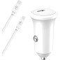 Kit Chargeur Voiture USB C 30W + Câble USB C/Lightning 1.2m Blanc Bigben Kit Chargeur Voiture USB C 30W + Câble USB C/Lightning 1.2m Blanc Bigben
