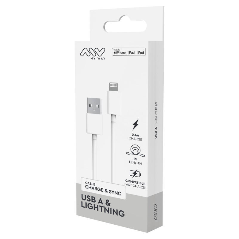 MyWay Cable USB-A Lightning 1M Blanc
