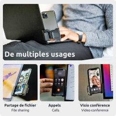 Phoneside One Support Téléphone PC Ajustable Universel, Compatible avec Les Smartphones tels Que iPhone, Samsung, Huawei, Google