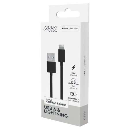 CABLE USB-A LIGHTNING 1M NOIR