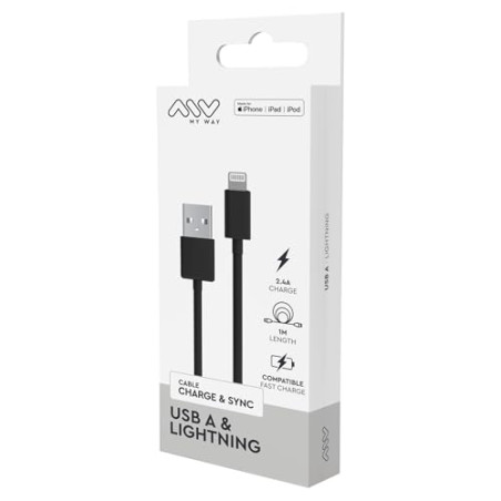 CABLE USB-A LIGHTNING 1M NOIR