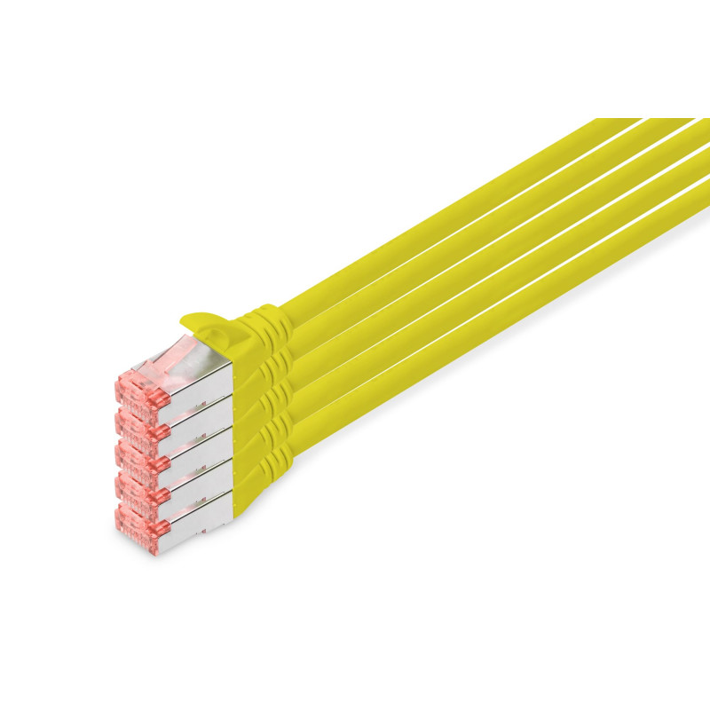 DIGITUS Câble LAN Cat 6-10m - 5 pièces - RJ45 Câble réseau - S/FTP Blindé - Compatible Cat 6A & Cat 7 - Jaune DIGITUS Câble LAN Cat 6-10m - 5 pièces - RJ45 Câble réseau - S/FTP Blindé - Compatible Cat 6A & Cat 7 - Jaune