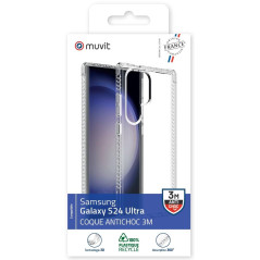 Muvit for France Coque Transparente Résistante aux Chutes de 3M pour Samsung Galaxy S24 Ultra. Eco-Responsable - Protection des 
