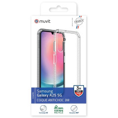Muvit for France Coque Transparente Résistante aux Chutes de 3M pour Samsung Galaxy A25 5G. Eco-Responsable - Protection des Chu