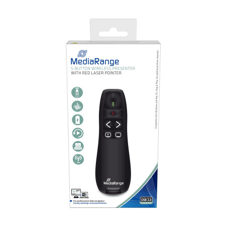 Pointeur Laser Rouge sans Fil Mros220 Mediarange 5 Boutons Noir
