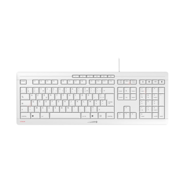 CHERRY Stream Keyboard, Clavier Filaire, Disposition française (AZERTY), Frappe silencieuse, Sensation de Frappe Unique, Design CHERRY Stream Keyboard, Clavier Filaire, Disposition française (AZERTY), Frappe silencieuse, Sensation de Frappe Unique, Design