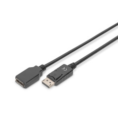 DIGITUS Câble d'extension DisplayPort - DP 1.2 - mâle/femelle - 2.0m - UHD 4K/60Hz - avec verrouillage - Compatible avec moniteu