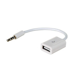 AKYGA AK-AD-24 Câble Adaptateur Mini Jack 3.5 vers USB Femelle Blanc