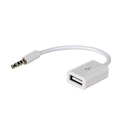 AKYGA AK-AD-24 Câble Adaptateur Mini Jack 3.5 vers USB Femelle Blanc