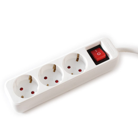 VALUE Bâti de Prises Triple avec Interrupteur, Blanc, 6 m