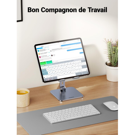 UGREEN Support Tablette Bureau Réglable Porte Téléphone Pliable en Aluminium Compatible avec iPhone 16 iPad Pro 12,9 Air 2022 Mi
