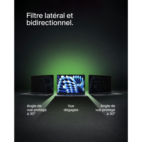 Belkin ScreenForce Protection d'écran TruePrivacy pour MacBook Air 15" M2 (antireflet, filtre latéral et bidirectionnel, indice