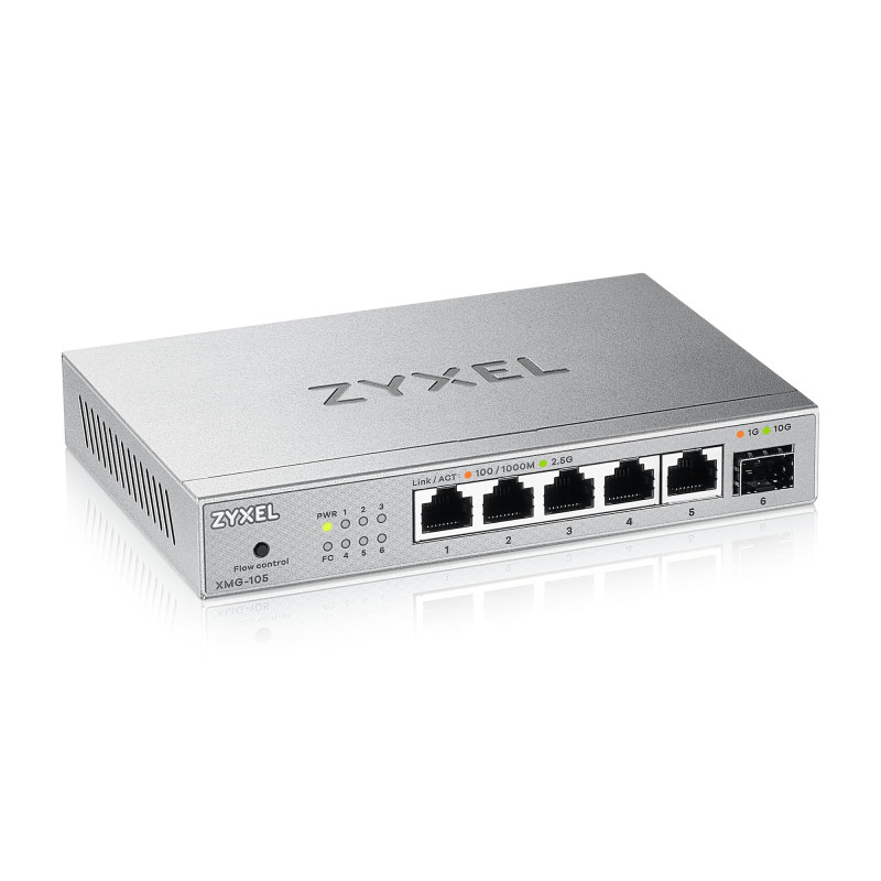 Zyxel Commutateur à 5 Ports 2.5G Multi-Gig Non Administrable | 1 x 10G SFP+ | Montage sur Bureau/Mur [XMG-105]