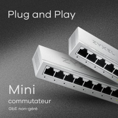 Zyxel Commutateur Ethernet Gigabit Non Géré à 5 ports | Répartiteur Ethernet | Fixation Murale ou de Bureau [GS-105B v5]