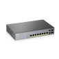 Zyxel Switch 8 ports Gigabit Smart Managed PoE+ avec une réserve de 130 watts et 2 ports Gigabit en cuivre + 2 SFP avec gestion 