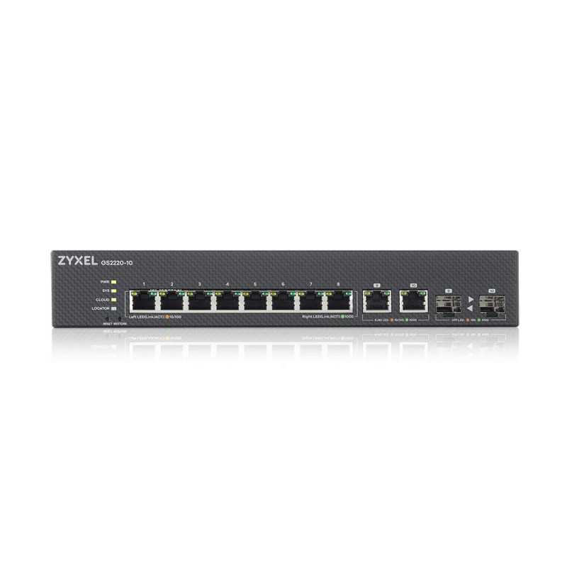 Zyxel GS2220-10-EU0101F commutateur réseau Géré L2 Gigabit Ethernet (10/100/1000) Noir Zyxel GS2220-10-EU0101F commutateur réseau Géré L2 Gigabit Ethernet (10/100/1000) Noir