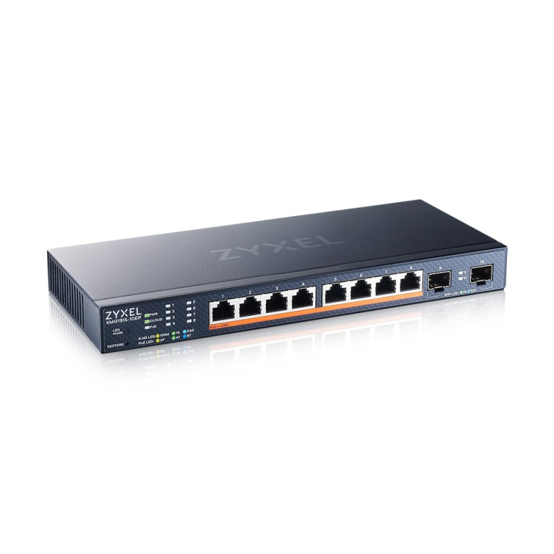Zyxel 8-Port Multi-Gig 2.5G Cloud/Smart Managed PoE++ @130W | avec 8 x PoE++(60W)| 2 x 10G SFP+ |Bureau ou Montage Mural [XMG191 Zyxel 8-Port Multi-Gig 2.5G Cloud/Smart Managed PoE++ @130W | avec 8 x PoE++(60W)| 2 x 10G SFP+ |Bureau ou Montage Mural [XMG191