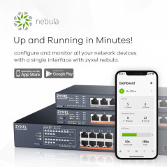 Zyxel 8-Port Multi-Gig 2.5G Cloud/Smart Managed PoE++ @130W | avec 8 x PoE++(60W)| 2 x 10G SFP+ |Bureau ou Montage Mural [XMG191