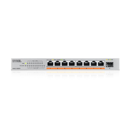 Zyxel Commutateur 8-Port Multi-Gig 2.5G | Unmanaged | 8X PoE++ | 1x 10G SFP+ | Montage Bureau/Mural [XMG-108HP]