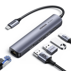 UGREEN Hub USB C HDMI 4K 60Hz Adaptateur USB C RJ45 Ethernet Supporte PD 100W Recharge Compatible avec MacBook Pro Air M2 M1 202