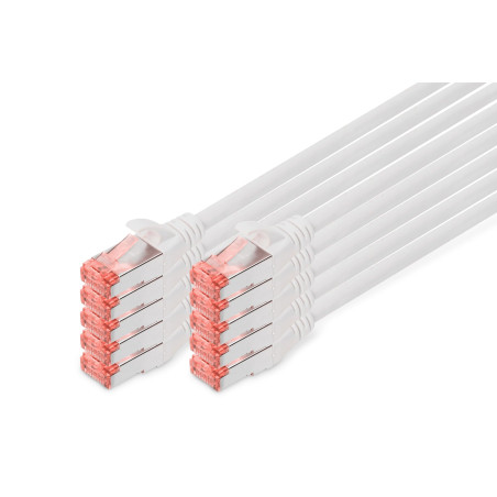 DIGITUS Câble LAN Cat 6 - 3m - 10 pièces - RJ45 Câble réseau - S/FTP Blindé - Compatible Cat 6A & Cat 7 - Gris